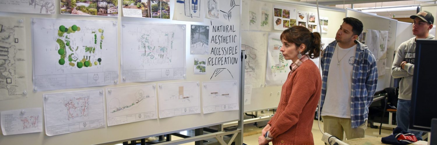 Students review work in Landscape Architecture